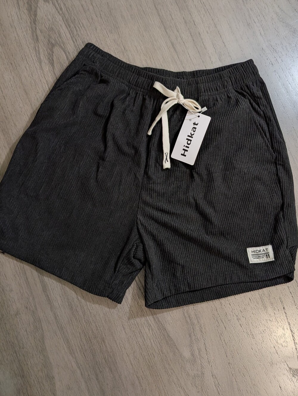 Hidkat Black Corduroy Shorts with Drawstring
